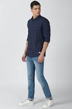 Buy Men Navy Slim Fit Check Full Sleeves Casual Shirt Online - 677288 ...