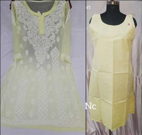 fcity.in - Women Chiffon Aline Chikankari Yellow Kurti / Women Chiffon ...