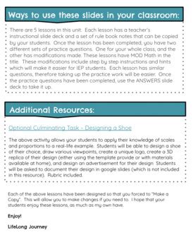 Grade 8 Ratio, Proportions & Scale Unit (5 Lessons, Practice Work ...