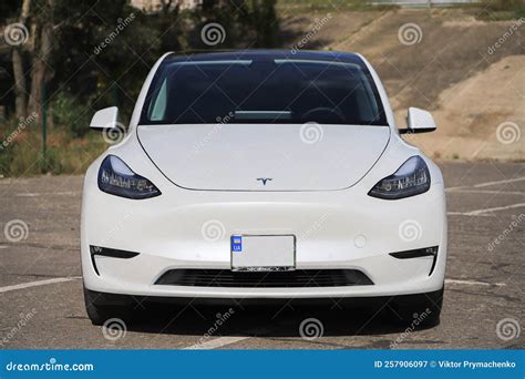 Front View Exterior of the Car Tesla Model Y Stock Image - Image of electric, energy: 257906097
