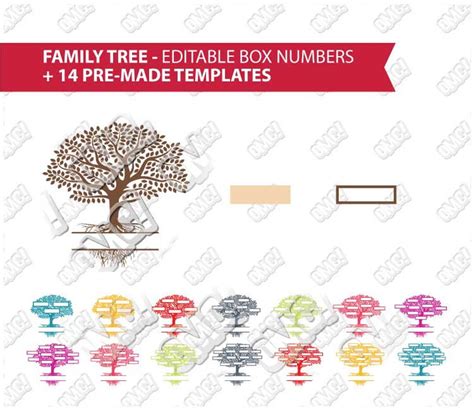 Buy Family Tree Templates editable Name Box Numbers Svg Dxf Eps Jpeg ...