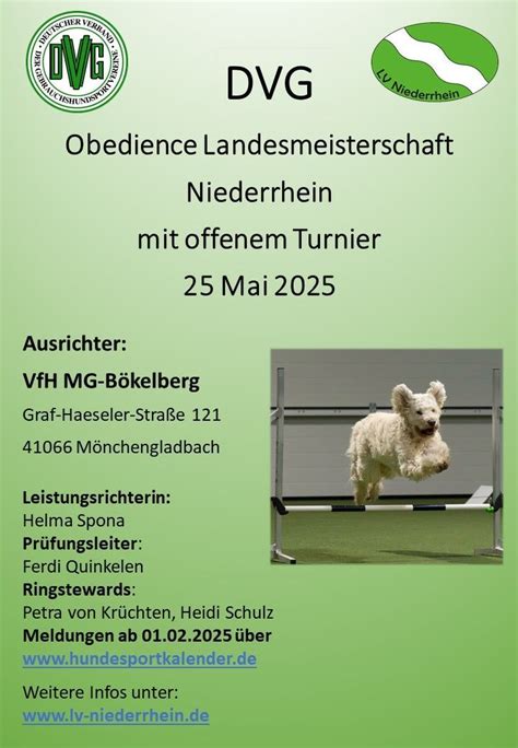 Obedience Landesmeisterschaft Niederrhein mit offenem Turnier, VfH ...