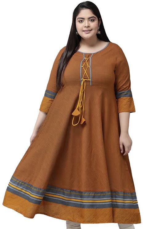 Buy Yash Gallery Women's Cotton Solid Anarkali Kurta for Women ...
