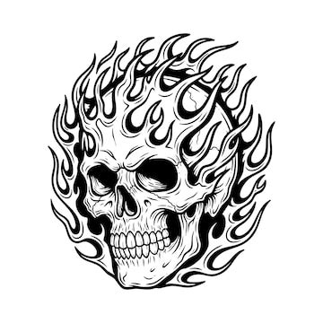 Flaming skull vector illustration | Premium Vector