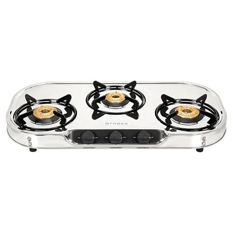 Faber high efficiency 3 Brass Burner gas stove| Stainless Steel| ISI ...