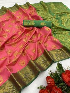 Buy KUVARBA Woven Kanjivaram Silk Blend, Pure Silk Multicolor Sarees ...