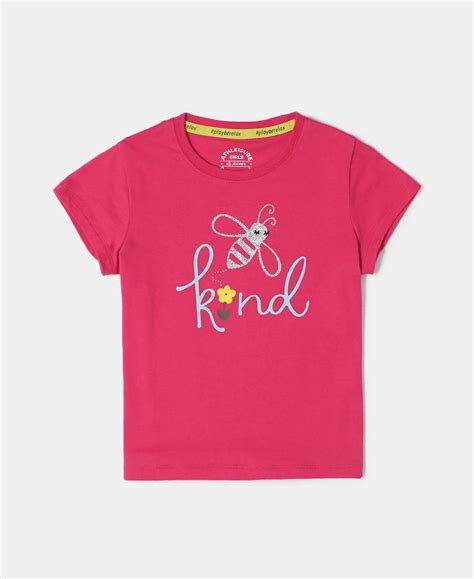 Buy Girl's Super Combed Cotton Graphic Printed T-Shirt - Ruby AG01 ...