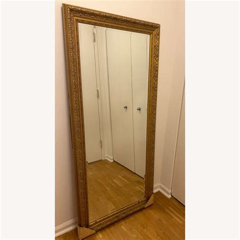 Antique Gold Ornate Floor Mirror - AptDeco