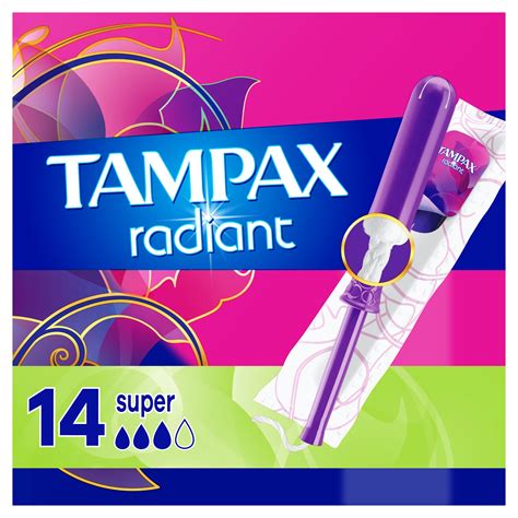 Tampax Radiant Super Absorbency Tampons, Unscented, 14 ct - Walmart.com ...