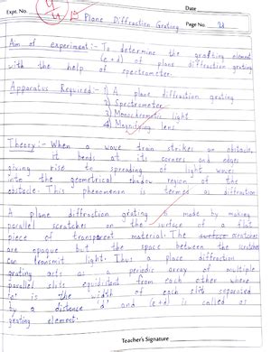 Phy lab 3 - Lab Report -Date Page No. ___ _ Jn Teacher's Signature ...