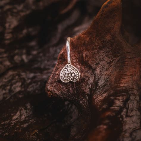 Cutesy Heart Oxidized Nose Pin | 925 Sterling Silver