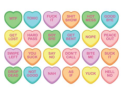 24 Mean Candy Heart SVG Bundle Valentine SVG Valentine Heart Printable ...