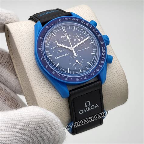 Omega Speedmaster Swatch Moonswatch Mission to Neptune Chronograph Blue ...