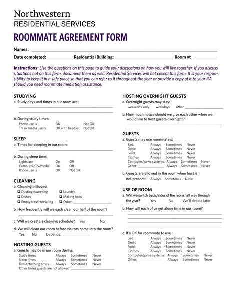 40+ Free Roommate Agreement Templates & Forms (Word, PDF)