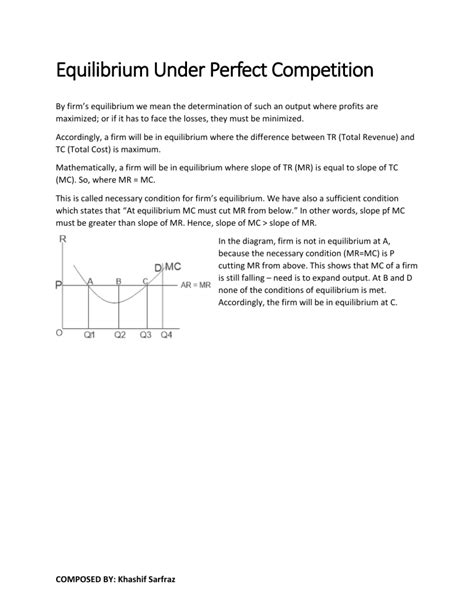 Equilibrium Under Perfect Competition: MR=MC Explained