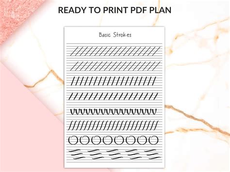 Buy Basic Strokes Handwriting Practice Sheet, Printable Handwriting ...