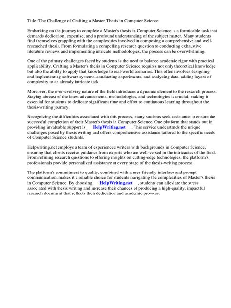 Image result for Computer Science Masters Thesis