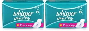 Whisper Maxi Fit Sanitary Pads 15+15 - XL Wings Sanitary Pad | Buy ...