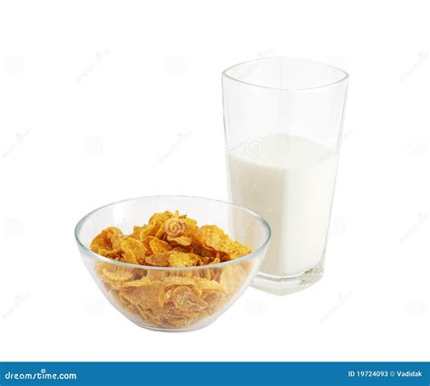 Healthy Breakfast with Cereal and Glass of Milk Stock Image - Image of ...