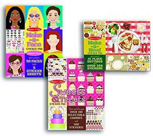 MELISSA & DOUG Sticker Pads Set: Sweets and Treats, Make-a-Face Fashion ...