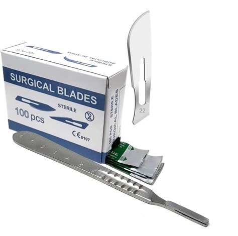 HIGH TECH INSTRUMENTS 100 Scalpel Sterile Blades #22 With Free Scalpel ...