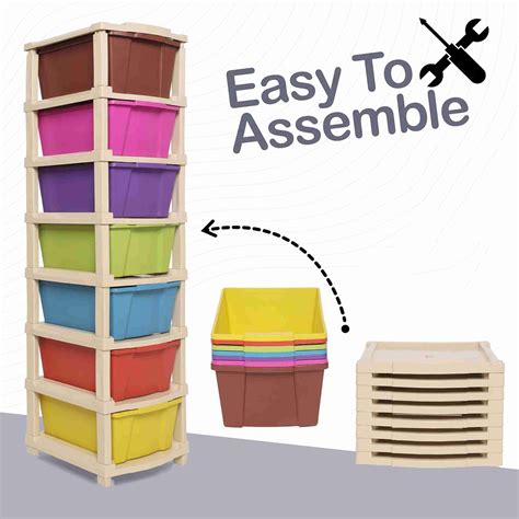 GROTHEORY Kids Storage Organizer Plastic Cabinet Plastic Free Standing ...