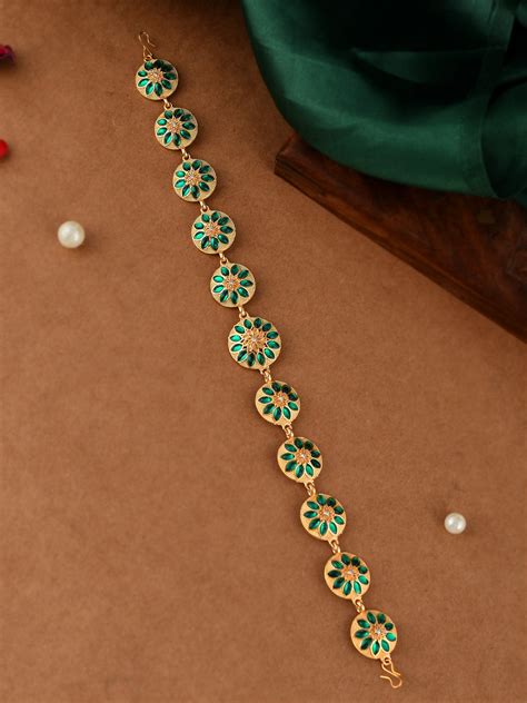 Buy Gold Toned Ethnic Matha Patti Traditional Enamelled Head Chain for ...