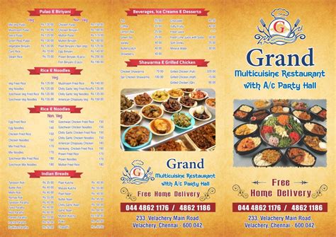 Menu at Grand Multicuisine Restaurant & AC Party Hall, Chennai