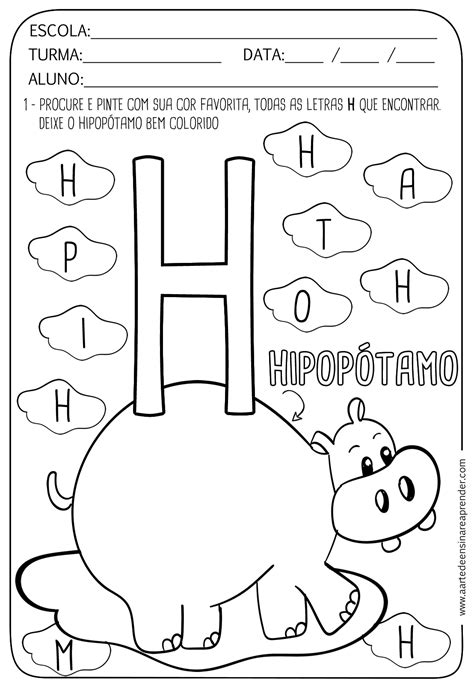 Atividades para Alfabetização com a Letra H - Mundinho da Criança