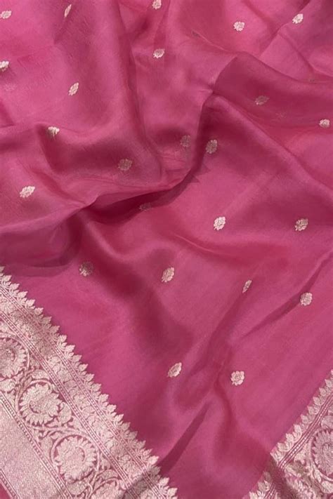 Pink Banarasi Kora Silk Saree: Elegant & Timeless