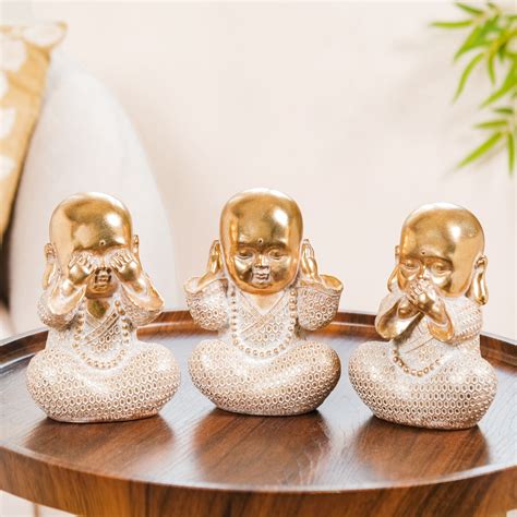 Wise Monk Trio Showpiece For Home Decor Gold Online - Premium Decor ...