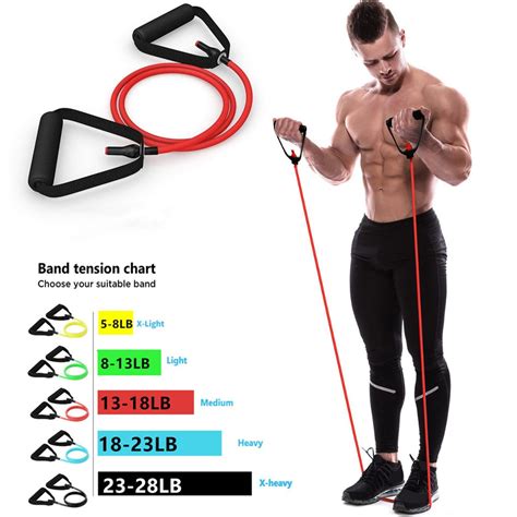 5 Levels Resistance Bands with Handles Yoga Pull Rope Elastic Fitness ...