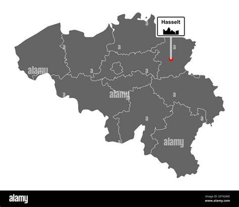 Map of Belgium with road sign Hasselt Stock Photo - Alamy