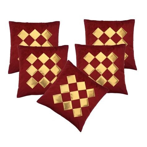 Buy Décor India Rexin Box Velvet Cushion Covers (Maroon, 40X40 cm/16X16 ...