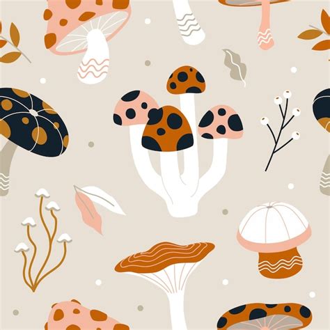 Hand drawn mushroom pattern | Premium Vector