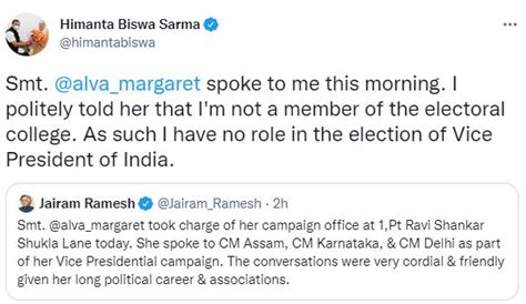 "Not a member of electoral college", Himanta Sarma responds to Jairam ...