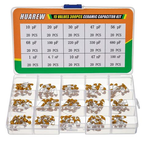 HUAREW 15 Values 300 Pcs Ceramic Capacitor 10~680 pF and 1~100 nF ...