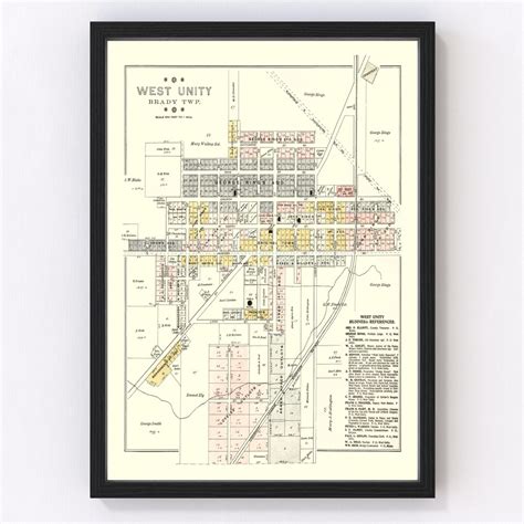 West Unity Map 1894, Vintage West Unity Map, Old West Unity Ohio Art ...