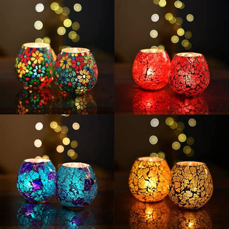 Mosaic Turkish Moroccan Glass Tealight Candle Holder - Walgrow.com
