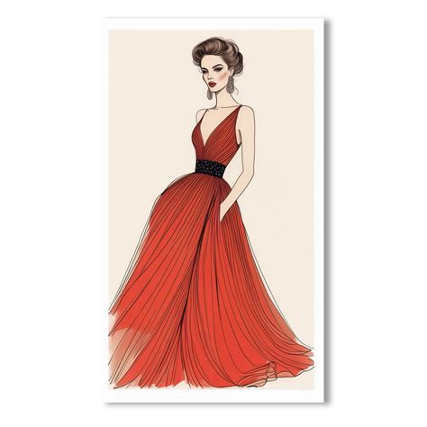 Elegant Woman in Red Dress Canvas Wall Painting – Nestroots