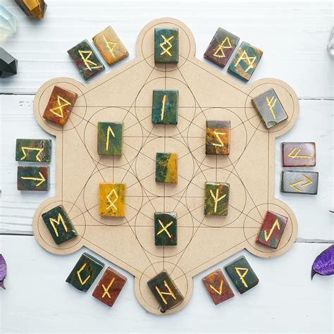 Buy Bloodstone Runes Stones Set Rectangle Shape Gemstone with Elder ...