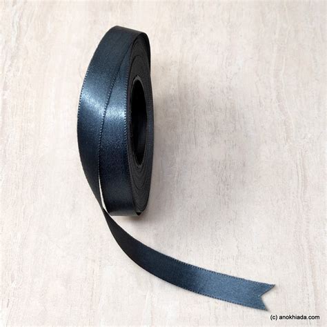 Anokhi Ada 12.5mm (Half inch) Grey Double Side Satin Ribbon (Ribbon-04 ...