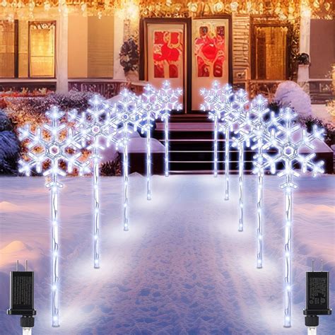 Amazon.com : Retisee 10 Pack Snowflake Christmas Lights for Pathway ...