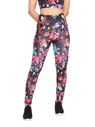 Buy Clovia Women's Snug Fit High Rise Paint Splatter Print Active ...