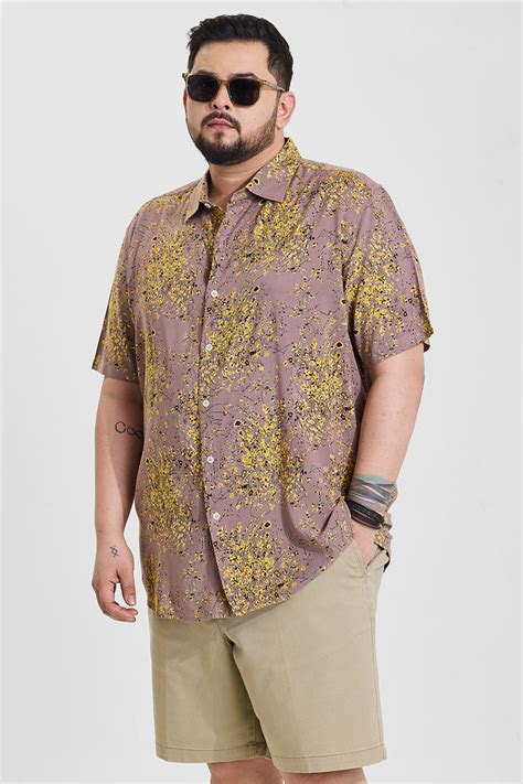 Buy Men's Mauve Floral Regular Fit Plus Size Shirt Online | Snitch – SNITCH