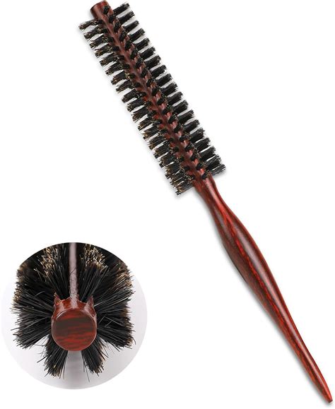 Small Round Hair Brush, Mini Natural Soft Boar Bristle Styling Brush ...