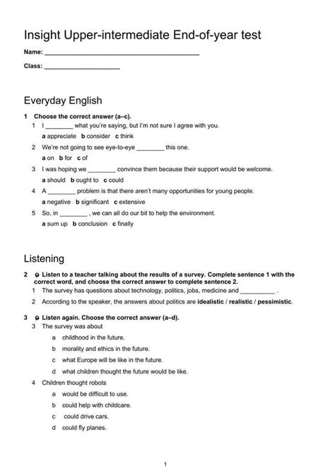 Image result for Upper Intermediate English Level Test