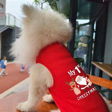 1 Pack Cute Santa Claus Christmas Print Pet Breathable Vest Suitable ...