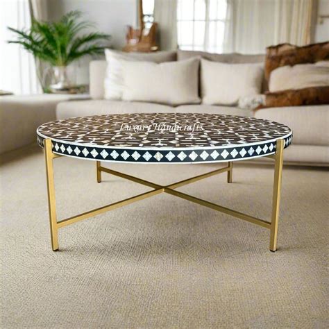 Gabi MOP Inlay Lotus Center Table Black Gold – Luxury Handicrafts