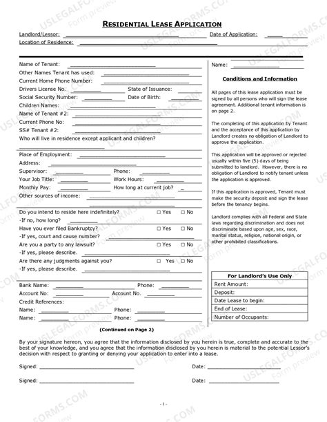 Montana Residential Rental Lease Application | US Legal Forms